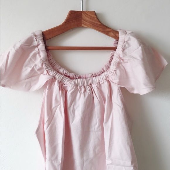 Sincerely Jules, Carmen Flutter Sleeve, Off The Shoulder  Pink Top, Size Large - Picture 6 of 14